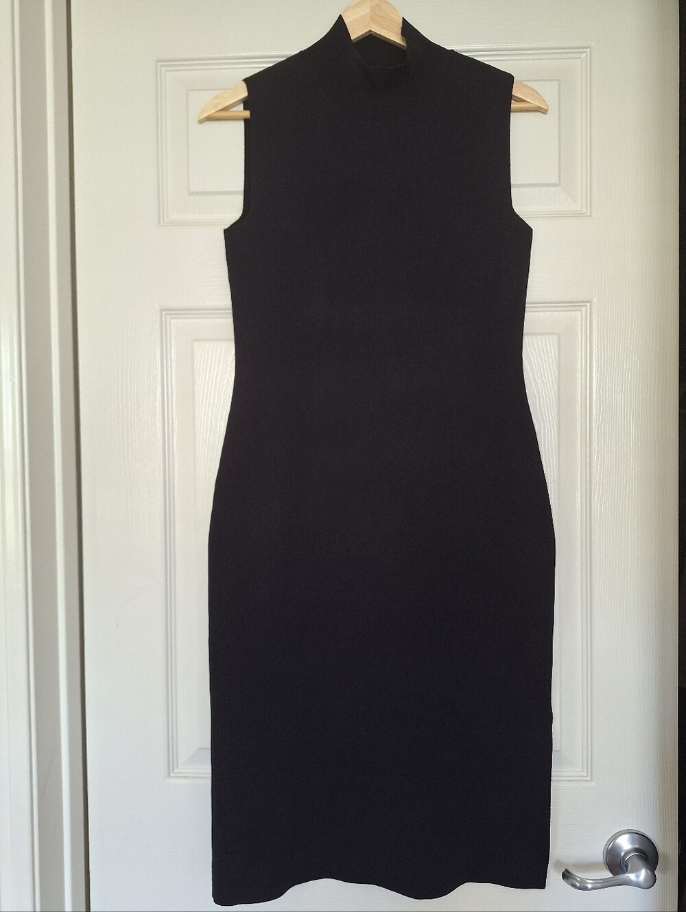 House of Harlow 1960 Black Sleeveless Mock Neck Ribbed Knit Bodycon Midi Dress S